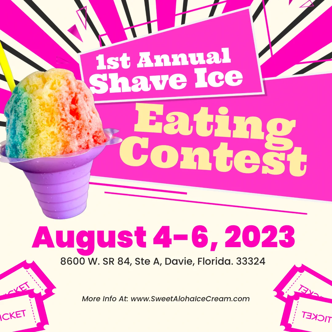 1st Annual Shave Ice Eating Contest flyer, August 2023